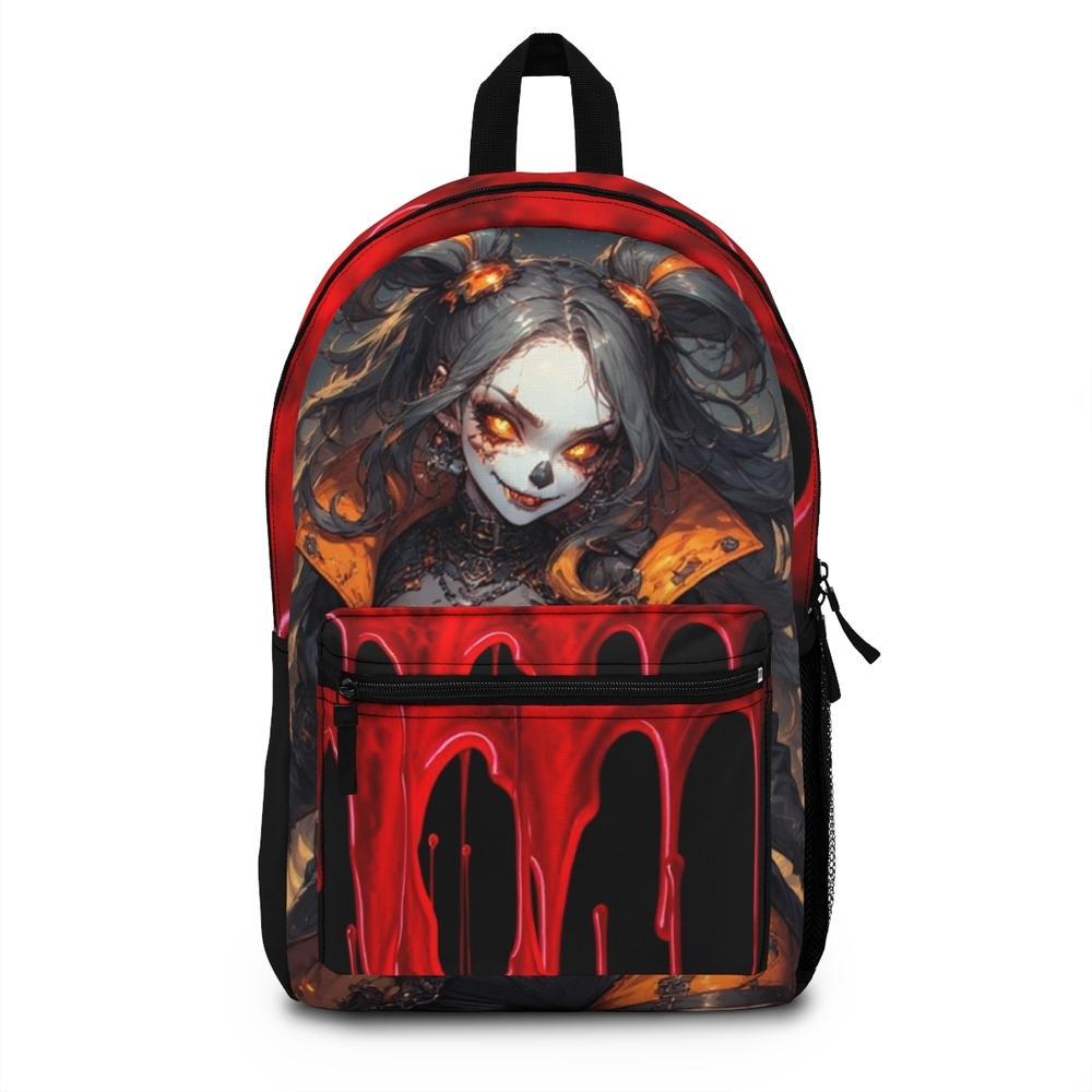 Gothic Anime Backpack with Blood Drip Design, Dark Fantasy Bag,